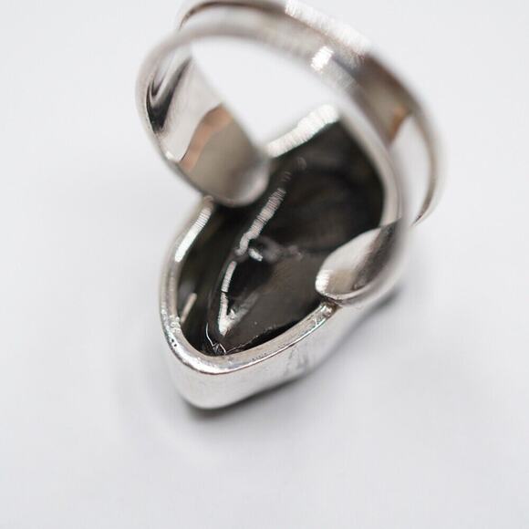 Natural Shungite Ring 925 Sterling Silver Freeform Bezel set Handmade Ring 7 - Picture 9 of 14